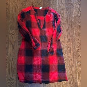 Buffalo plaid v neck midi dress